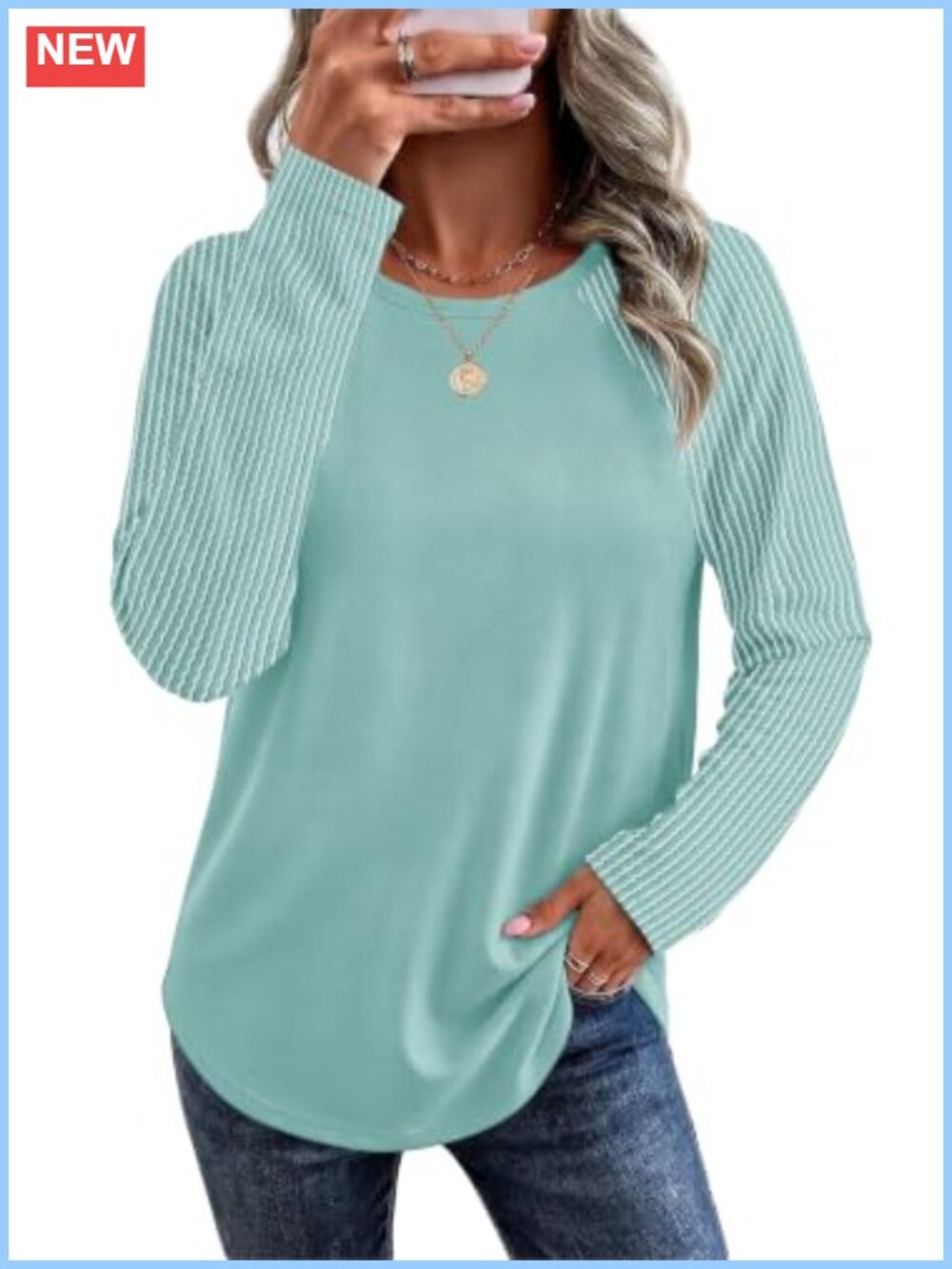 Women's Long Sleeve Tunic Sweatshirt Crew Neck Pullover